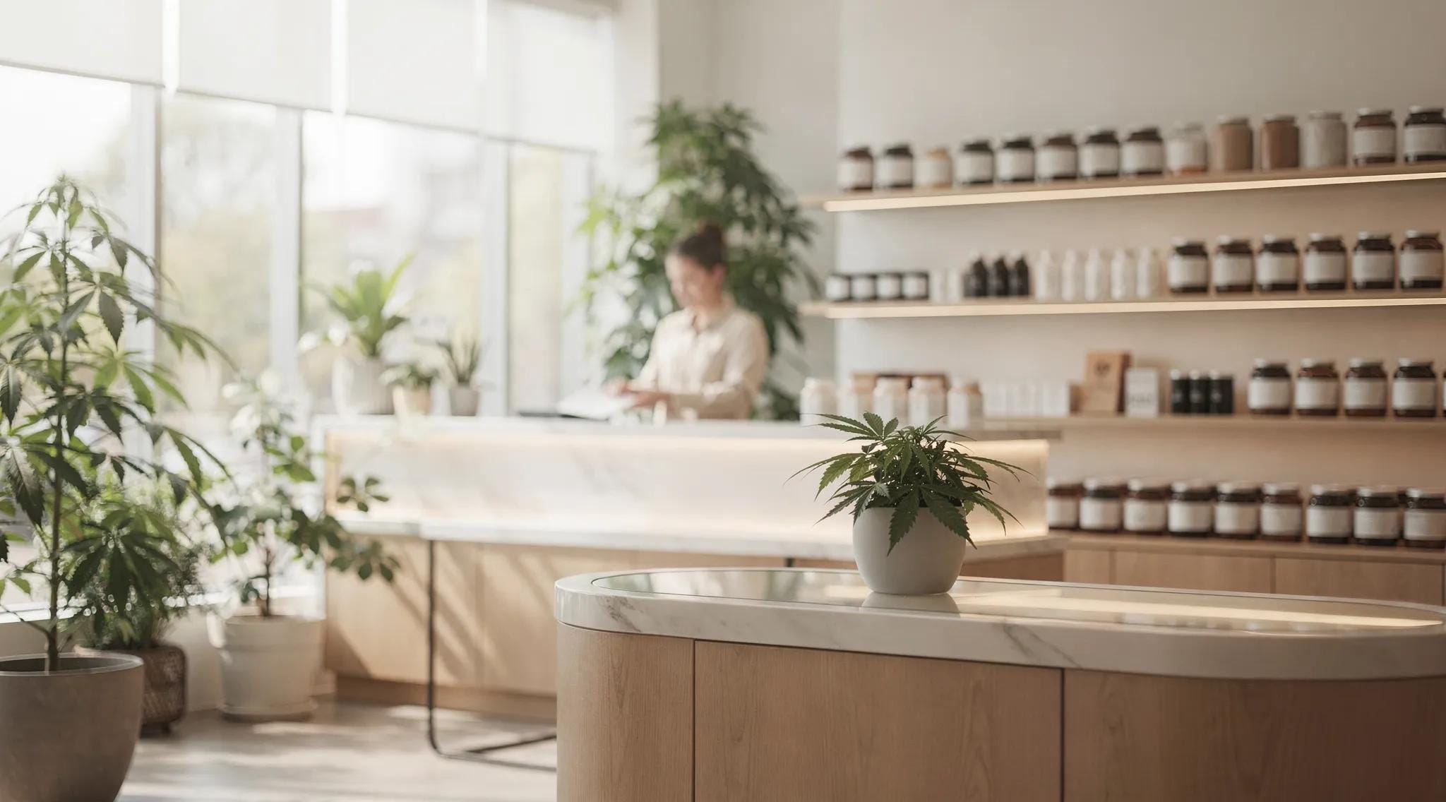A-Z Supply dispensary interior showcasing shelves of cannabis products and a customer service counter in Bloomfield, NJ.
