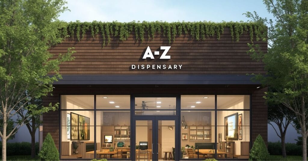 A-Z Dispensary storefront in Bloomfield, NJ, featuring modern design, welcoming entrance, and premium cannabis retail