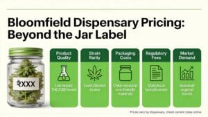 Bloomfield dispensary pricing depends on more than the number printed on a jar label. Shoppers