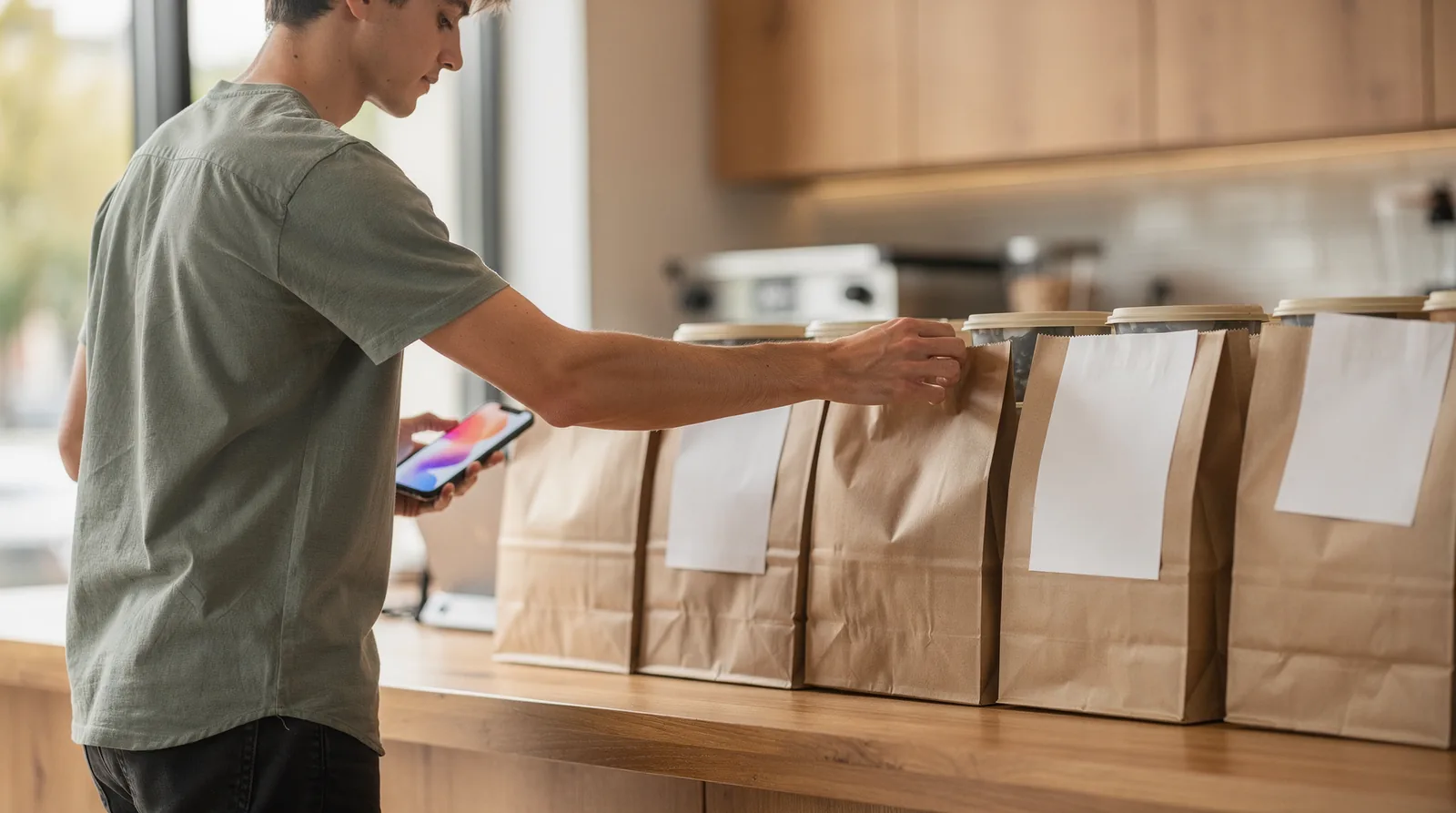 Customer checking a smartphone cannabis order confirmation before dispensary pickup