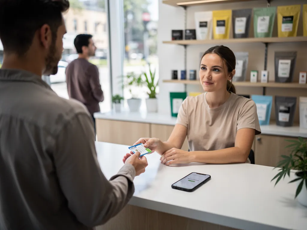 Customer completing online age verification for dispensary pickup order