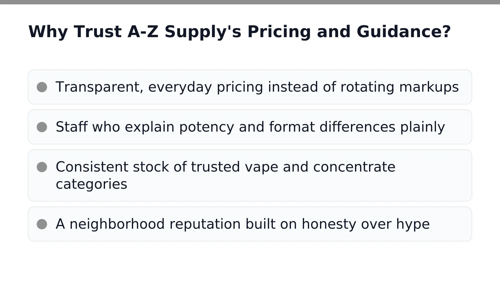 Dispensary staff member explaining vape pricing to a customer