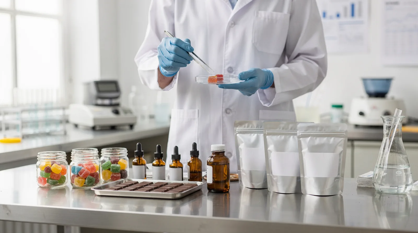 Variety of edible formats including gummies, chocolate bars, and tinctures
